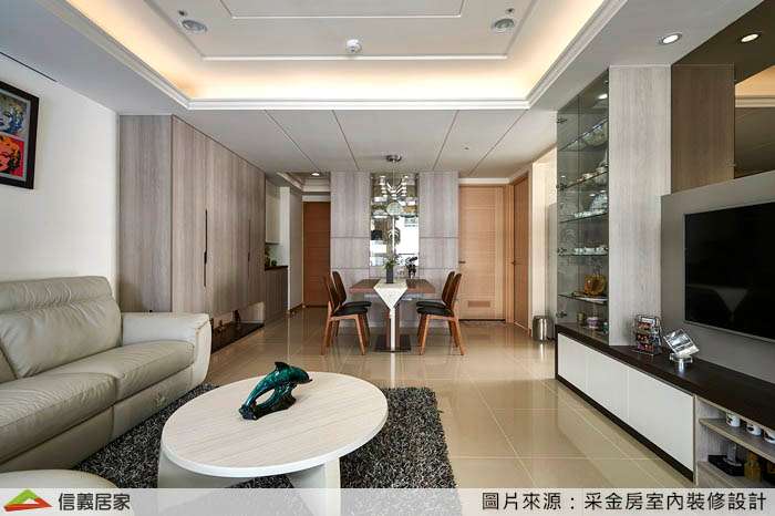 米色客廳室內裝潢設計，包括沙發、茶几裝潢圖片
