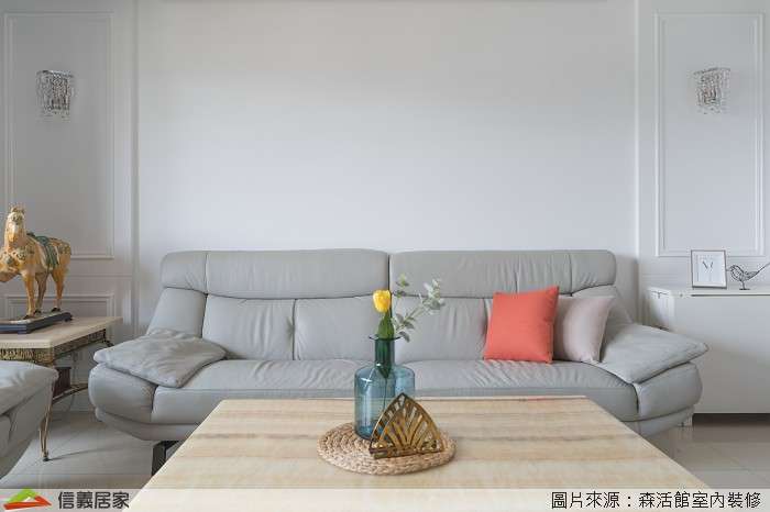 白色客廳室內裝潢設計，包括沙發、茶几裝潢圖片