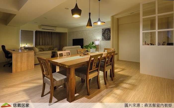 米色餐廳室內裝潢設計，包括餐桌、餐椅裝潢圖片