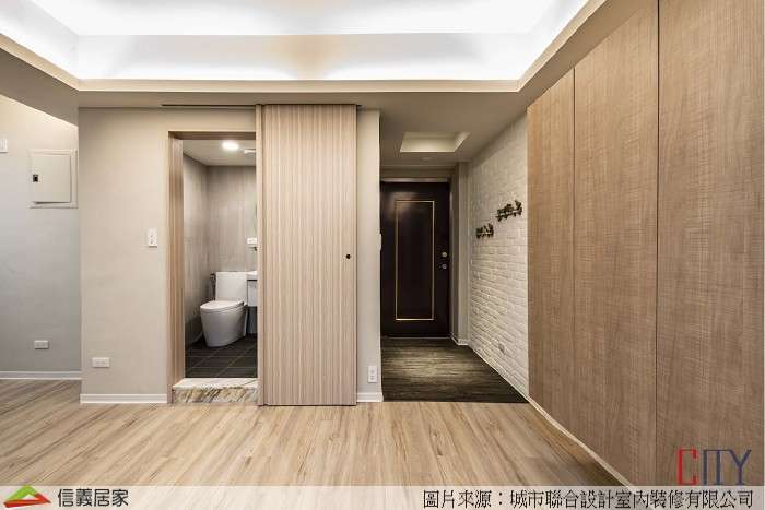 米色玄關室內裝潢設計，包括裝潢圖片