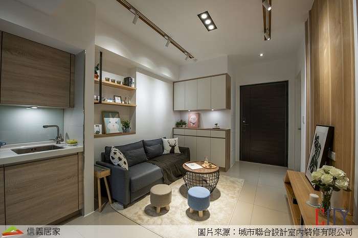 米色客廳室內裝潢設計，包括沙發裝潢圖片