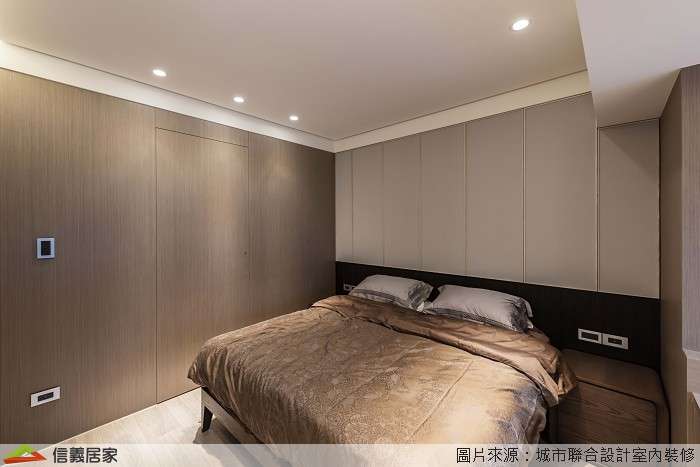 咖啡色臥室室內裝潢設計，包括床裝潢圖片