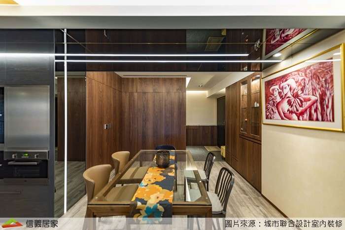 咖啡色餐廳室內裝潢設計，包括餐桌、餐椅裝潢圖片
