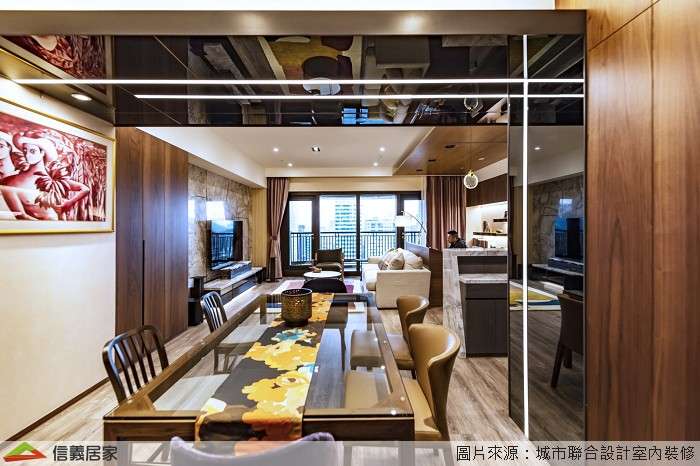 咖啡色餐廳室內裝潢設計，包括餐桌、餐椅裝潢圖片