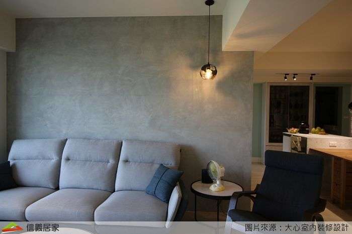 灰色客廳室內裝潢設計，包括沙發、吊燈裝潢圖片