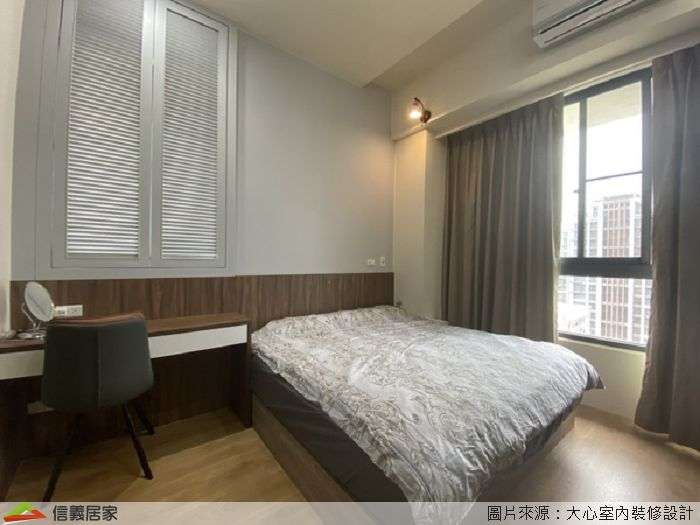 白色臥室室內裝潢設計，包括床、書桌裝潢圖片